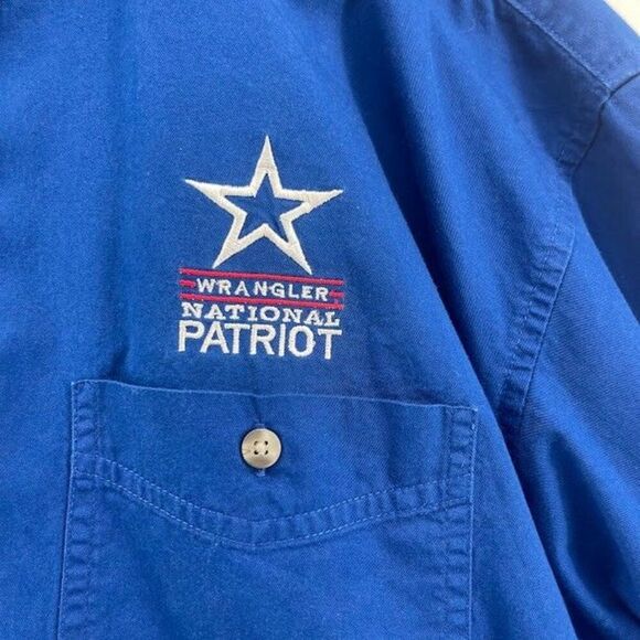 Wrangler National Patriot Blue Long Sleeve Casual Button Down Shirt Men's XL - Picture 2 of 9